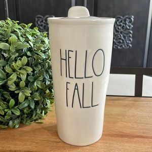 Rae Dunn HELLO FALL Lidded Ceramic Travel Tumbler NEW